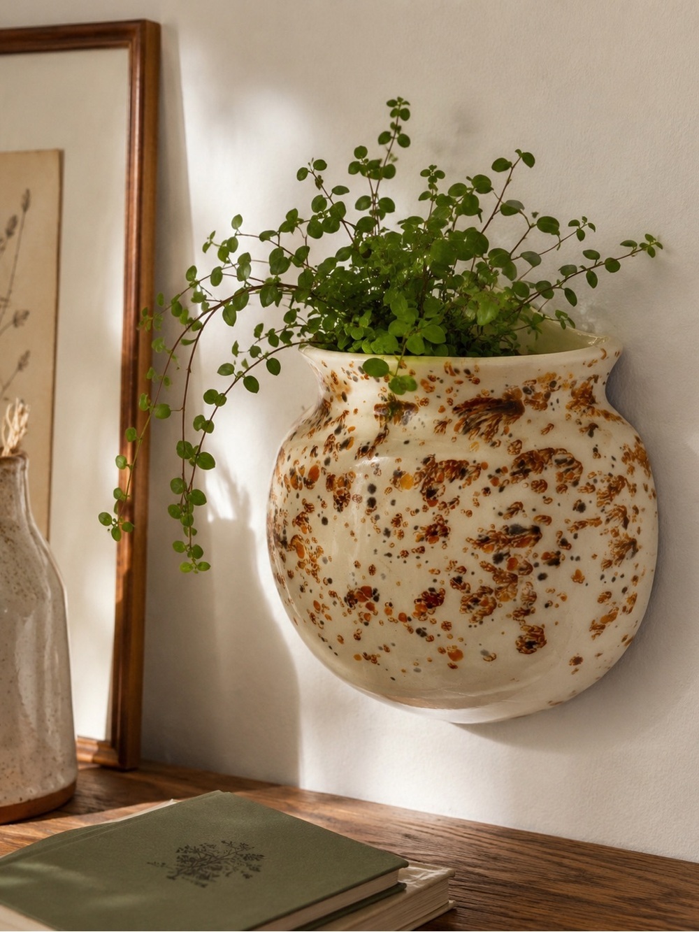 Vintage Signed Studio Pottery Wall Pocket Planter – Handcrafted Ceramic